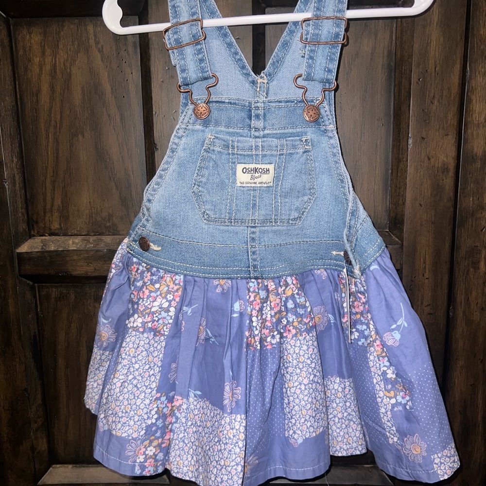 OshKosh B'gosh Denim and Floral Skirt Overalls